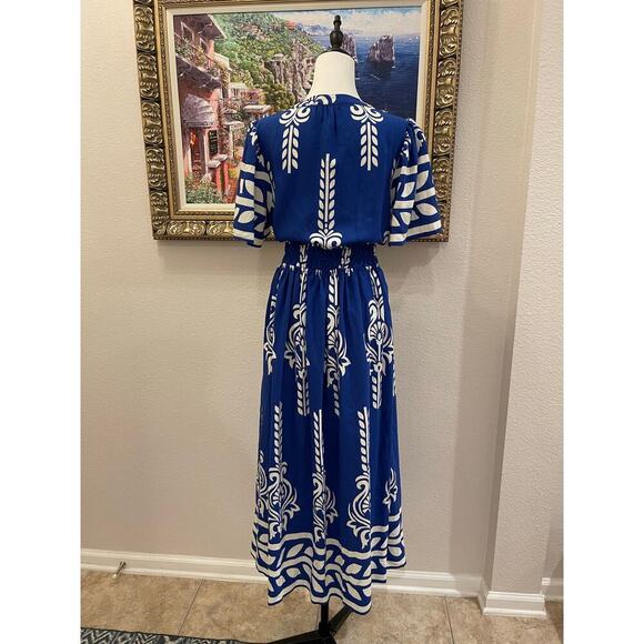 Umgee Boho Peplum Smocked Waist Dress - Picture 3 of 4